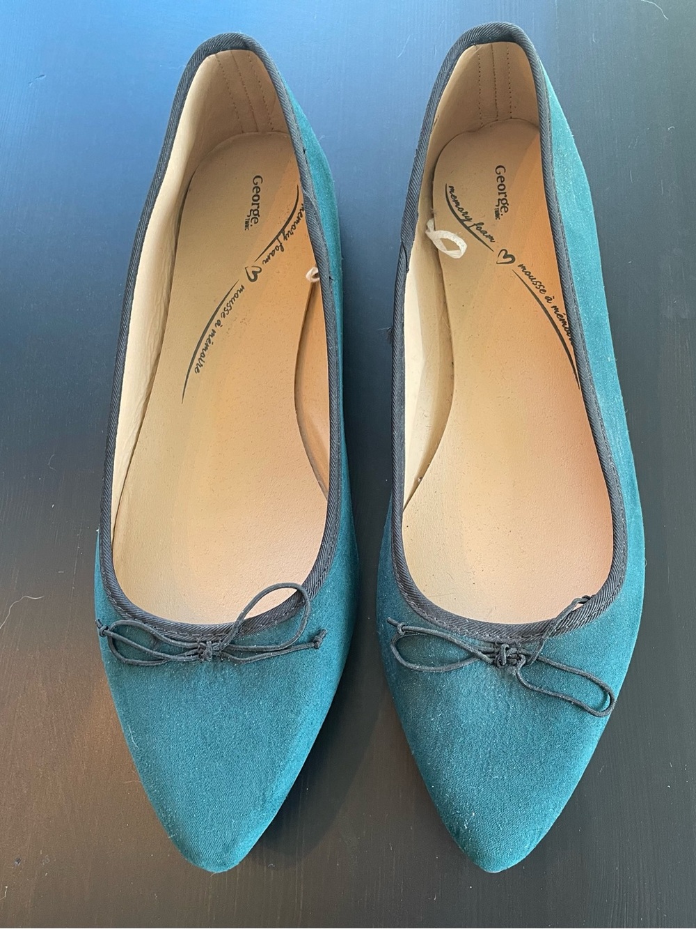George Teal Pointed-Toe Bow Flats